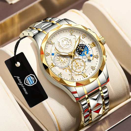 PAAZOMU Luxury Sports Men's Wristwatch Stainless Steel Waterproof Date Man Watch High Quality Casual Fashion Quartz Men Watches