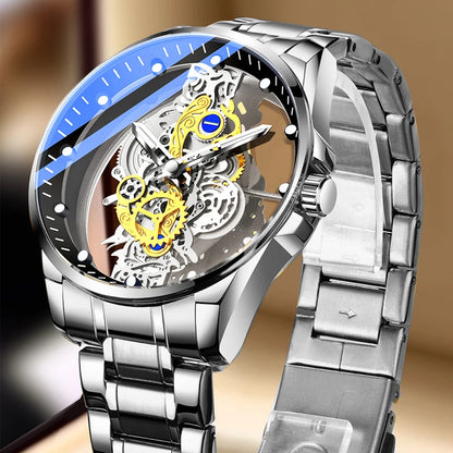Luxury Men's Business Watches Men Silver Stainless Steel Quartz Watch Male Luminous Clock