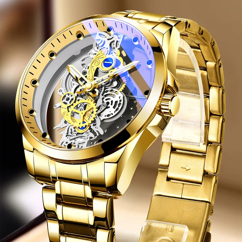 Luxury Men's Business Watches Men Silver Stainless Steel Quartz Watch Male Luminous Clock