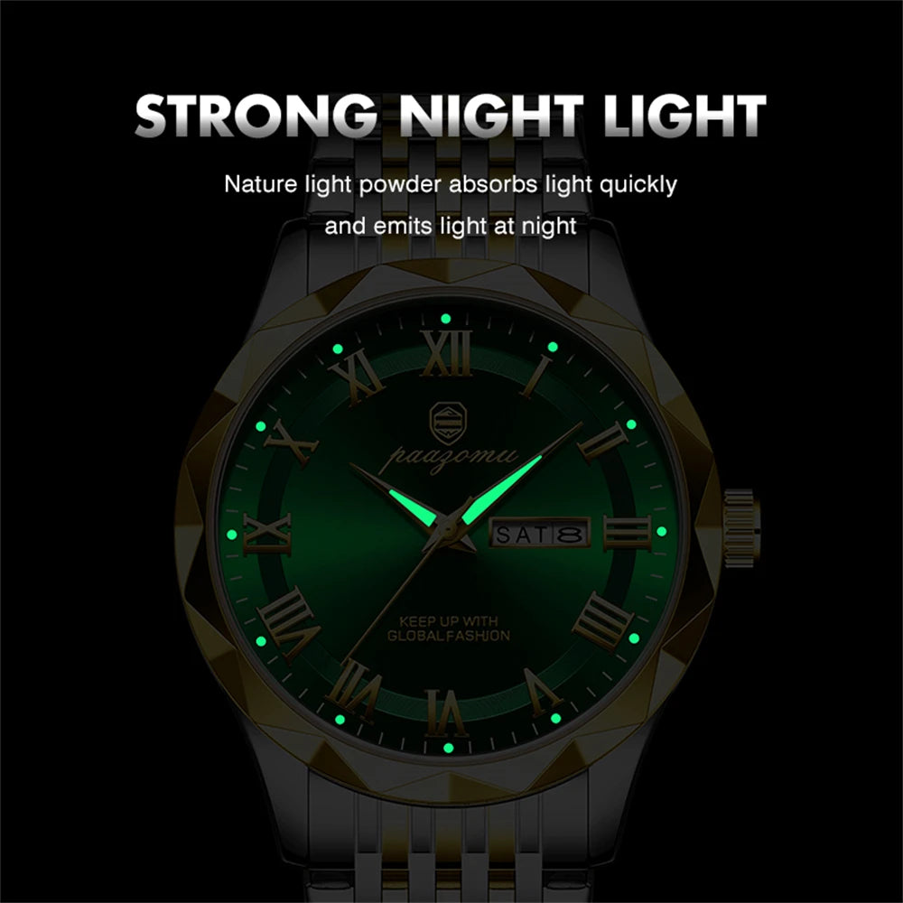 PAAZOMU Luxury Square Man Quartz Watch Waterproof Luminous Date Men's Watch High Quality Stainless Steel Business Men Watches