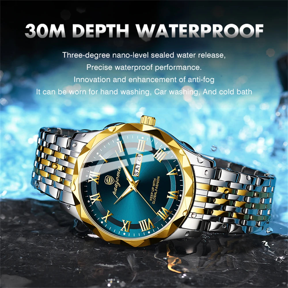 PAAZOMU Luxury Brand Men's Quartz Wristwatch Stainless Steel Waterproof Luminous Date Man Clock Square Business Watches For Men