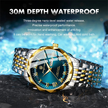 PAAZOMU Luxury Brand Men's Quartz Wristwatch Stainless Steel Waterproof Luminous Date Man Clock Square Business Watches For Men