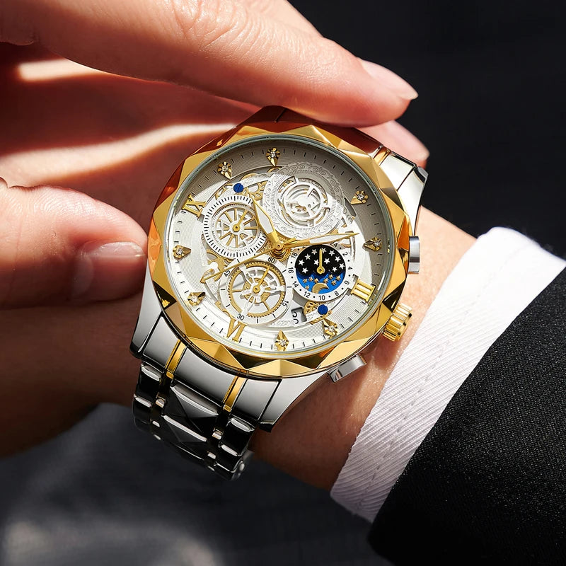 PAAZOMU  Luxury Sports Men's Wristwatch Stainless Steel Waterproof Date Man Watch High Quality Casual Fashion Quartz Men Watches