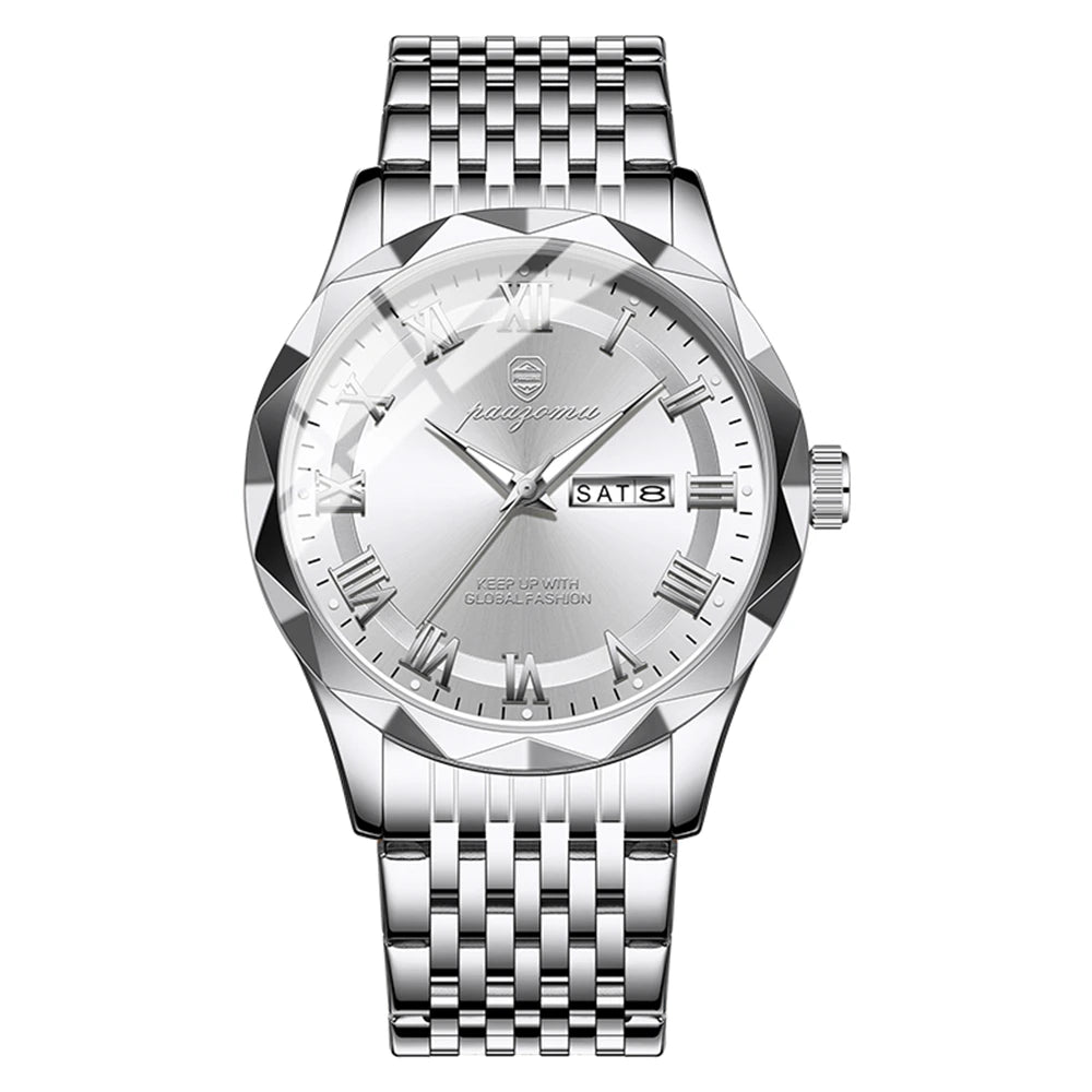 PAAZOMU Luxury Square Man Quartz Watch Waterproof Luminous Date Men's Watch High Quality Stainless Steel Business Men Watches