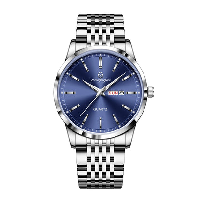 PENGAGAR  Top Luxury Man Watch Waterproof Luminous Date Men Watch Stainless Steel Male Clock Sport Fashion Men's Quartz Watches