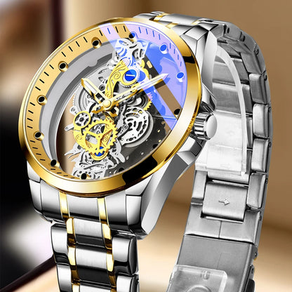 Luxury Men's Business Watches Men Silver Stainless Steel Quartz Watch Male Luminous Clock