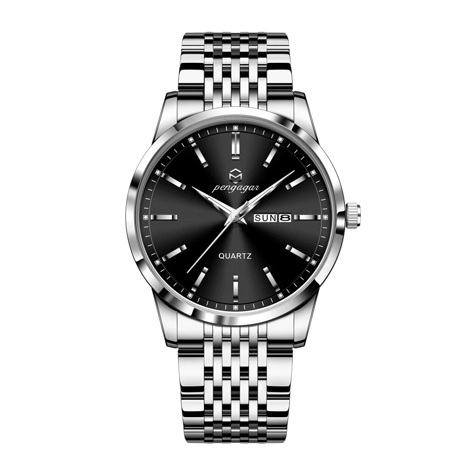PENGAGAR  Top Luxury Man Watch Waterproof Luminous Date Men Watch Stainless Steel Male Clock Sport Fashion Men's Quartz Watches