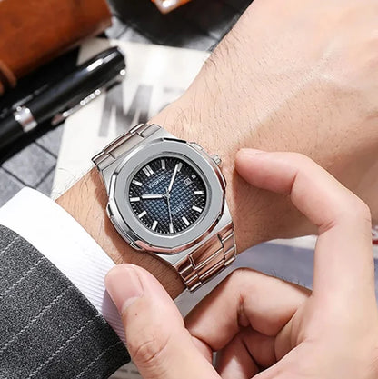 New Square Business Men Clock Stainless Steel Waterproof Luminous Date Male Wristwatch Sports Luxury Quartz Watches For Men