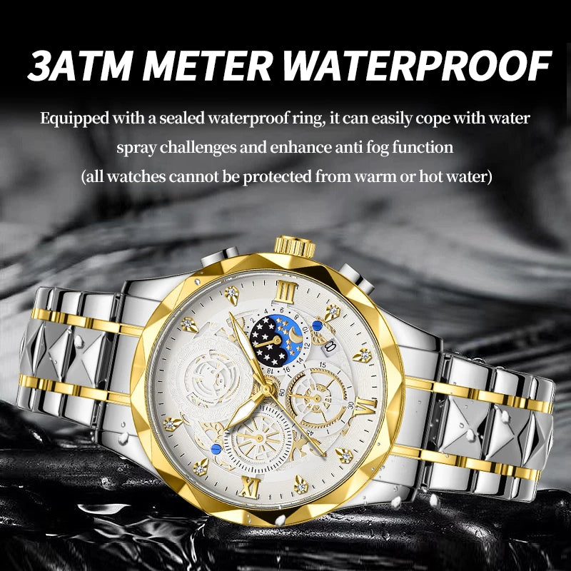 PAAZOMU  Luxury Sports Men's Wristwatch Stainless Steel Waterproof Date Man Watch High Quality Casual Fashion Quartz Men Watches