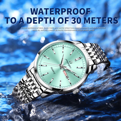 PENGAGAR  Top Luxury Man Watch Waterproof Luminous Date Men Watch Stainless Steel Male Clock Sport Fashion Men's Quartz Watches