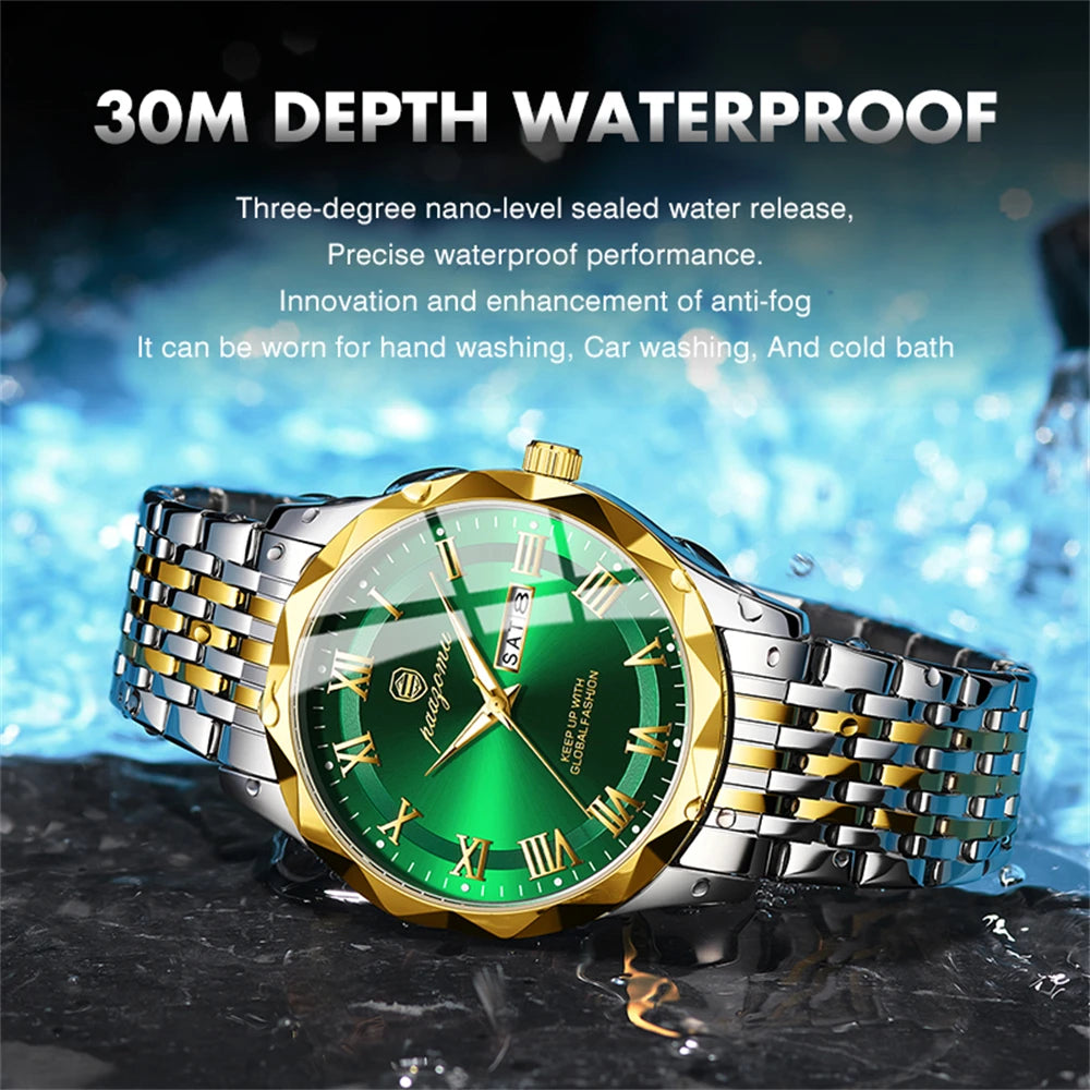 PAAZOMU Military Watch For Men Waterproof Luxury Week Calendar Man Wristwatch Quartz Stainless Steel Fashion Men's Watches Male