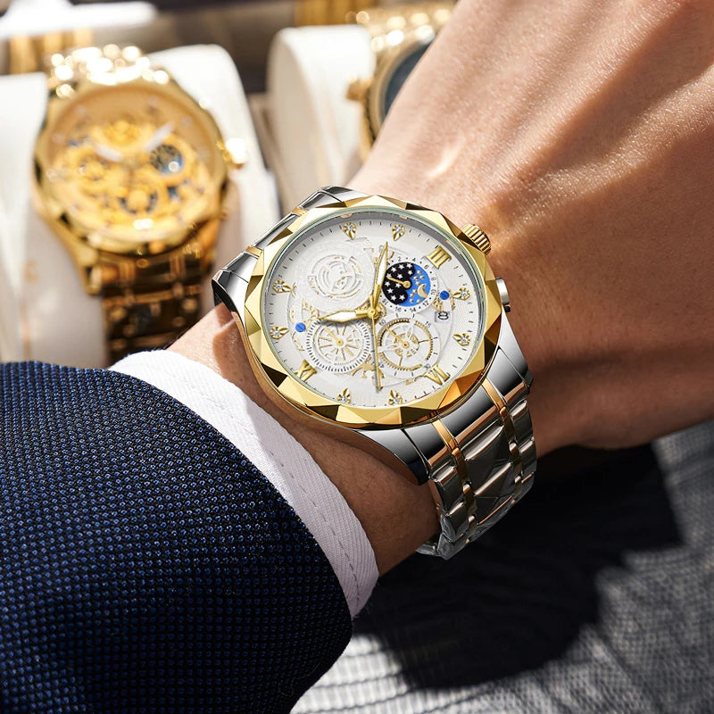 PAAZOMU  Luxury Sports Men's Wristwatch Stainless Steel Waterproof Date Man Watch High Quality Casual Fashion Quartz Men Watches