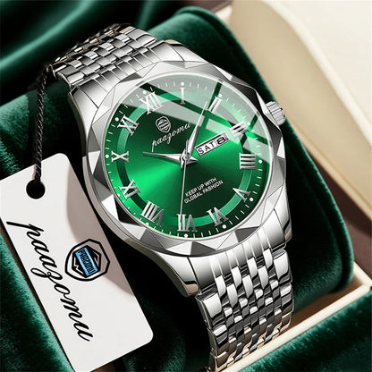 PAAZOMU Luxury Square Man Quartz Watch Waterproof Luminous Date Men's Watch High Quality Stainless Steel Business Men Watches