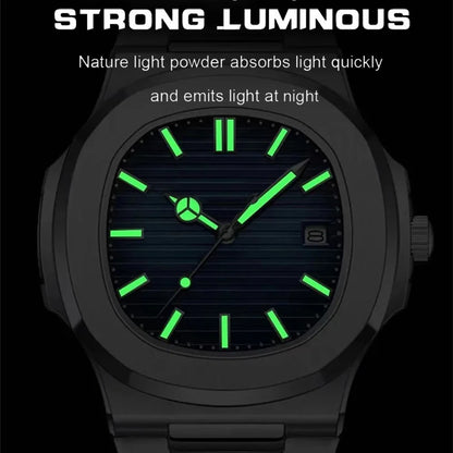 New Square Business Men Clock Stainless Steel Waterproof Luminous Date Male Wristwatch Sports Luxury Quartz Watches For Men