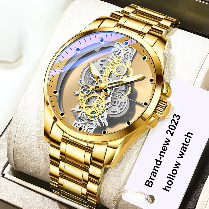Luxury Men's Business Watches Men Silver Stainless Steel Quartz Watch Male Luminous Clock