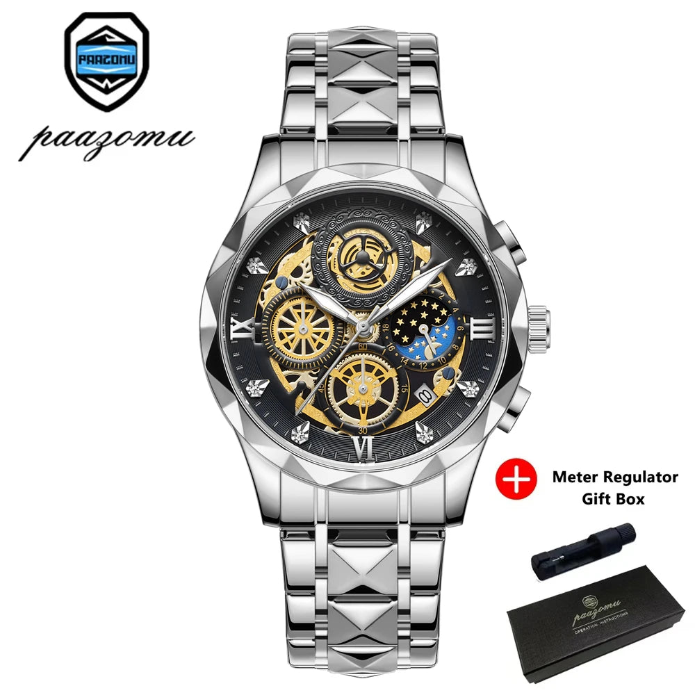 PAAZOMU  Luxury Sports Men's Wristwatch Stainless Steel Waterproof Date Man Watch High Quality Casual Fashion Quartz Men Watches