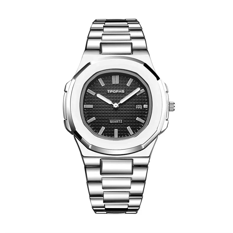 New Square Business Men Clock Stainless Steel Waterproof Luminous Date Male Wristwatch Sports Luxury Quartz Watches For Men