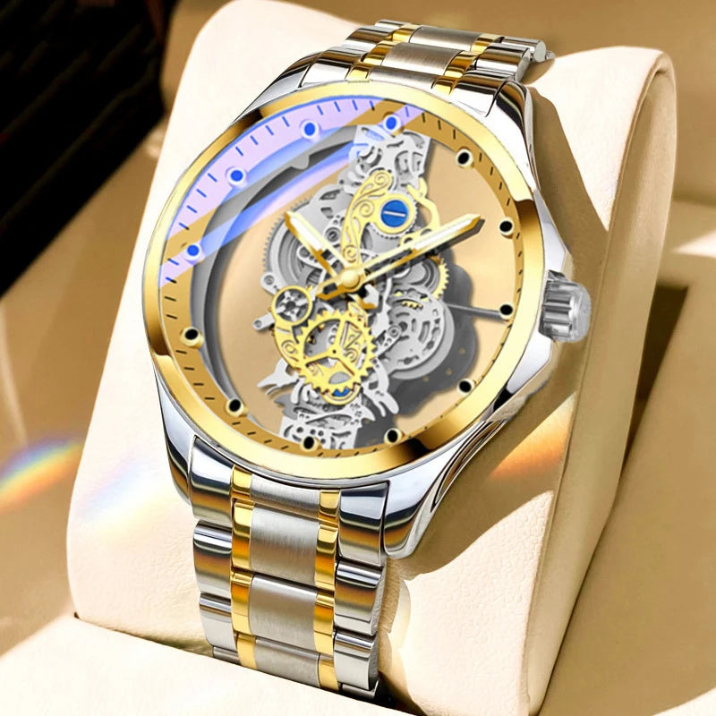 Luxury Men's Business Watches Men Silver Stainless Steel Quartz Watch Male Luminous Clock